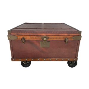 Horchow Leather Coffee Table/Trunk on Casters