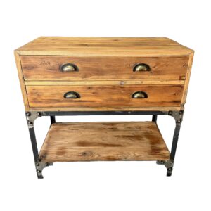 Russell & Macana Rustic Pine and Metal Console Table