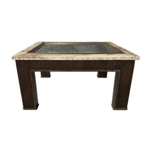 Fairfield Fine Furniture Marble & Wood Glass Top Coffee Table