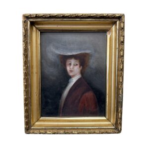 Petite Portrait of Young Woman Oil on Board
