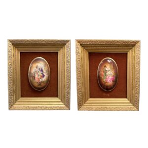 Pair of Czecho-Slovakian Cameos in Gold Frames