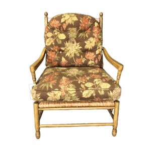 New Showroom Sample Hickory White Ladderback Chair with Rush Bottom and Floral Cushion