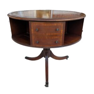 Leather Top Center Rotating Drum Table