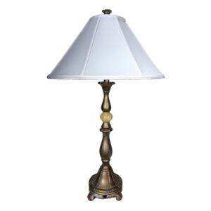 Contemporary Lamp with Marble Accent and Silk Shade
