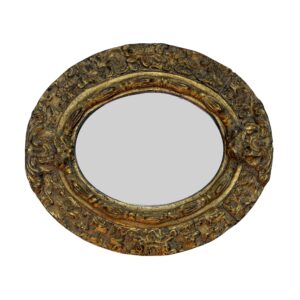Antique Ornate Petite Oval Gold Mirror