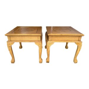 Pair of Inlaid Oak End Tables