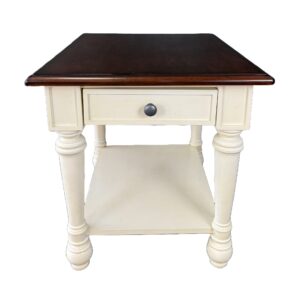 Hammary White Side Table with Cherry Top