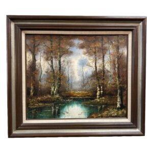 Original Vintage Autumnal Landscape with Turquoise Stream