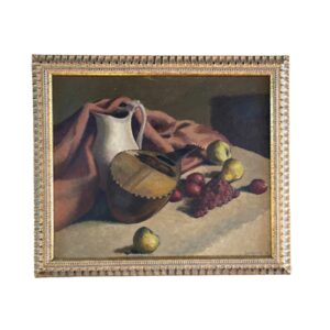 Original Oil on Canvas Still Life Painting of Fruit and Lute