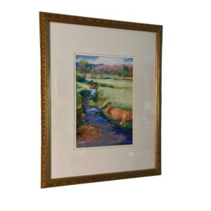 Original Watercolor Gouache Painting of Stream by Carol King Pope