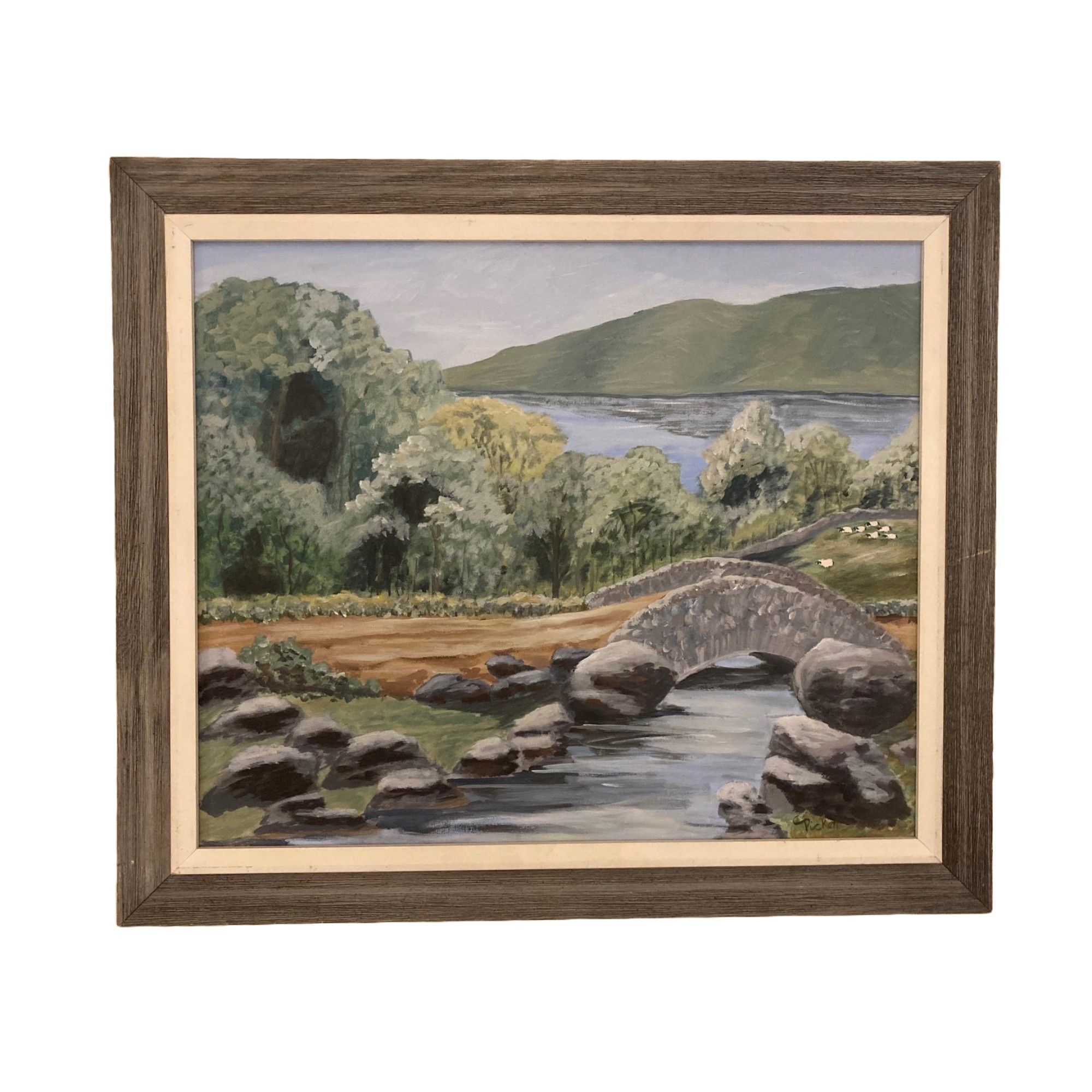 Original Oil on Canvas Painting of Summer Landscape with Sheep