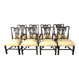 Set of 8 Mt. Airy Furniture Co. Mahogany Chippendale Dining Chairs