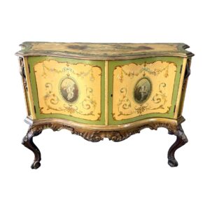 Hand-Painted Italian Rococo-Style Bombe Cabinet