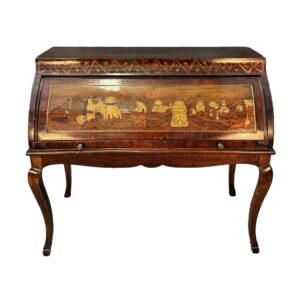 Early 1900's Antique Heavily Inlaid Rolltop Desk
