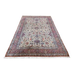 9x13 Red, Ivory, and Blue Hand-Knotted Persian Area Rug