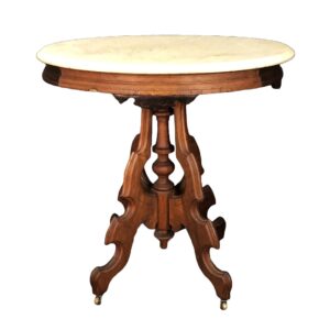 19th Century Solid Walnut Marble Top Accent Table