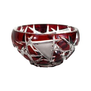 Bohemia Crystal Cut and Pressed Red Glass Bowl