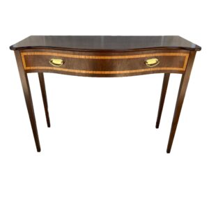Serpentine Front Mahogany Console Table with Satin Banded Drawer