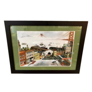 High Quality Giclee of San Franciscan Street Scene from 1941 Watercolor