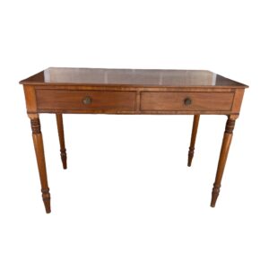 19th Century Mahogany Turned Leg Writing Desk with Pegged Top