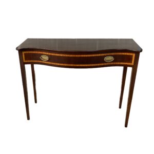 Serpentine Front Mahogany Console Table with Satin Banded Drawer