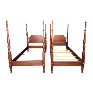 Pair of Henkel Harris Solid Cherry Twin Poster Bed Frames