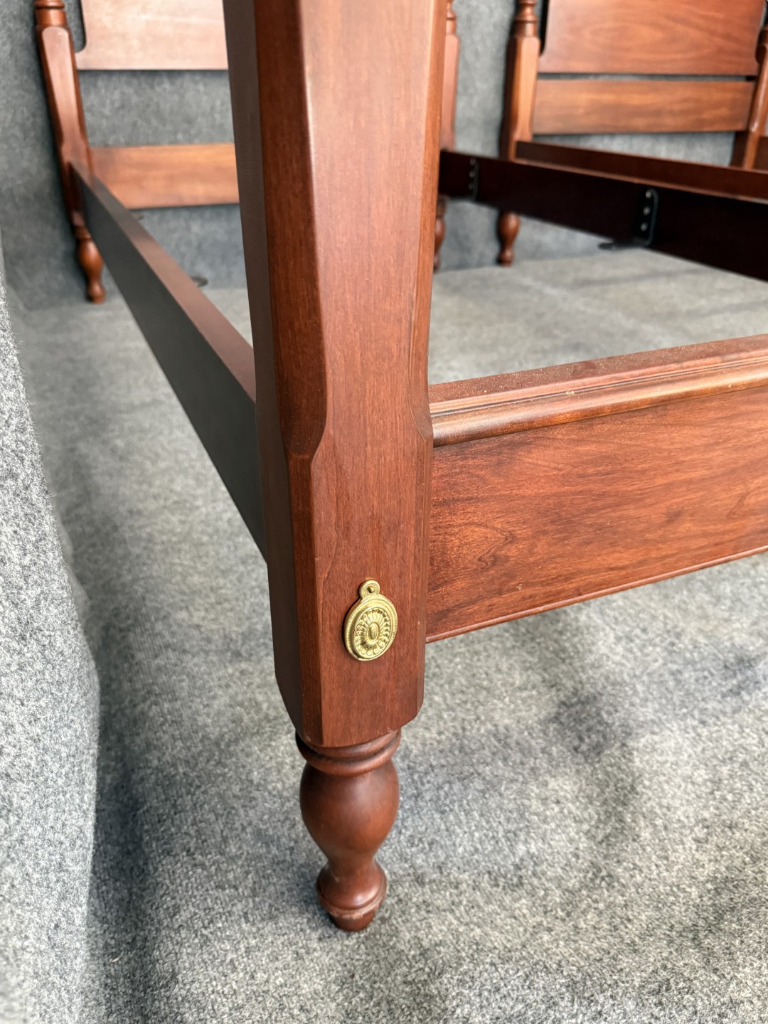 B181 (13) Pair of Henkel Harris Solid Cherry Twin Poster Bed Frames