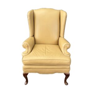 Tan Leather Wingback Arm Chair