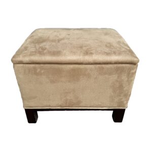 Tan Faux Suede Storage Ottoman