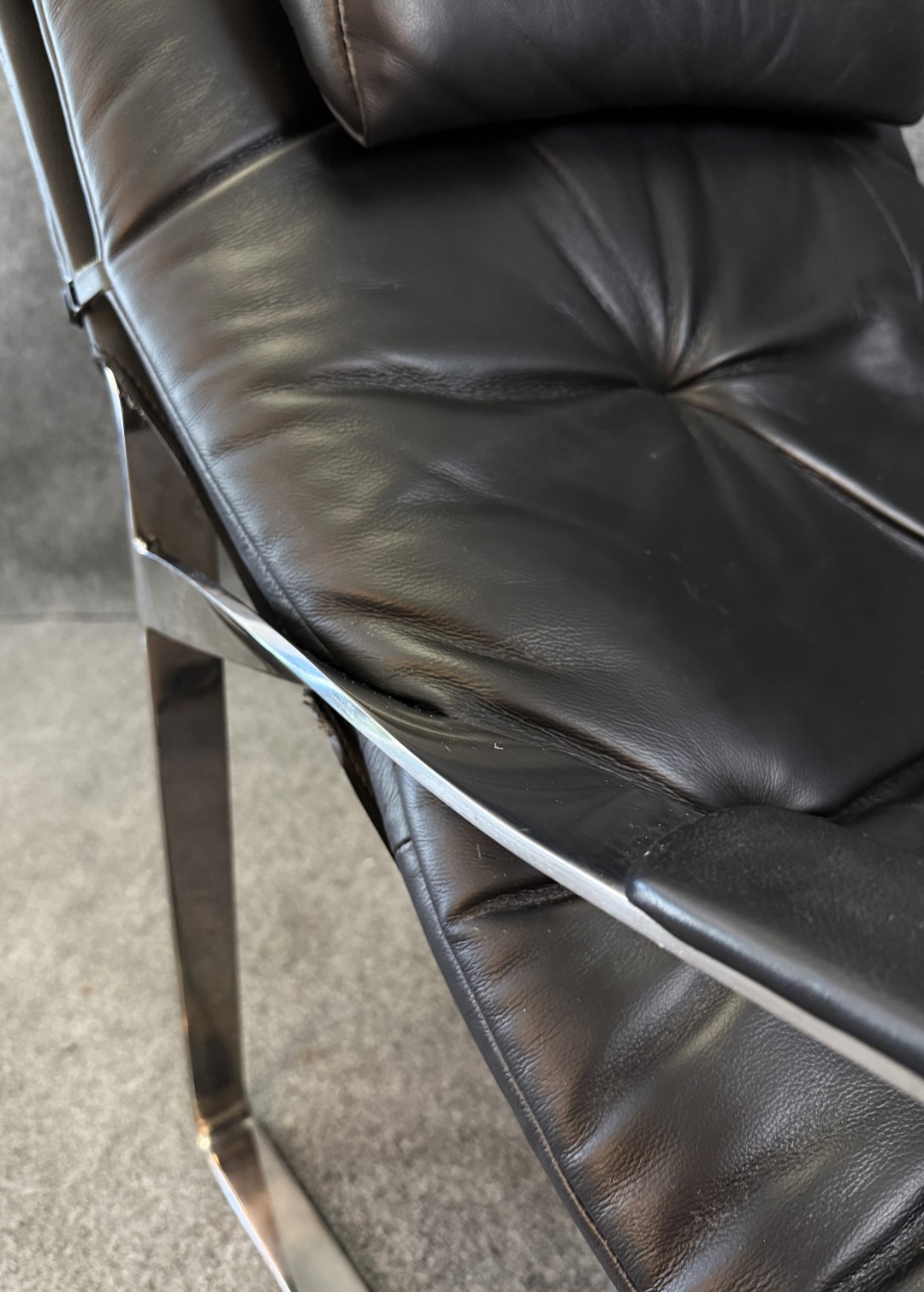 Ambiene Mid-Century Modern Style Black Leather Chair and Ottoman Ambiene Mid-Century Modern Style Black Leather Chair and Ottoman