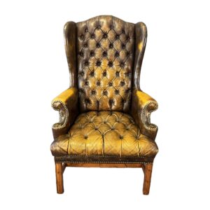 Vintage Tufted High Back Brown Leather Wingback Chair