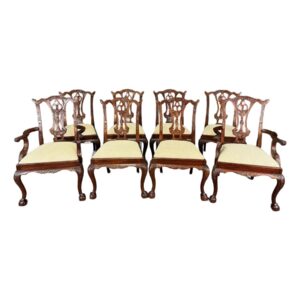 Set of 8 Solid Mahogany Chippendale Dining Chairs