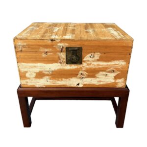 Asian Chest on Stand with White Distressed Accents
