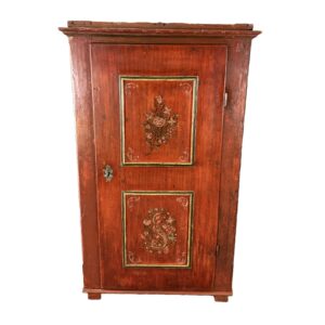 Early 19th Century Red Paint-Decorated Primitive Cabinet or Wardrobe