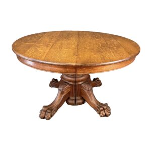 Hastings Quarter Sawn Round Oak Dining Table with Claw Feet
