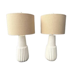Pair of Cream Speckled Lamps & Shades