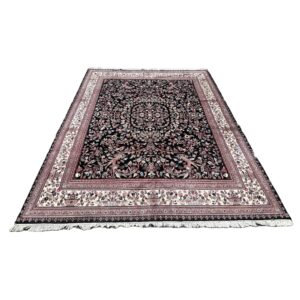 9x13 Black, Pink, and Ivory Hand-Knotted Area Rug