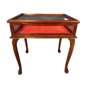 Vintage Curio Side Table with Red Velvet Base