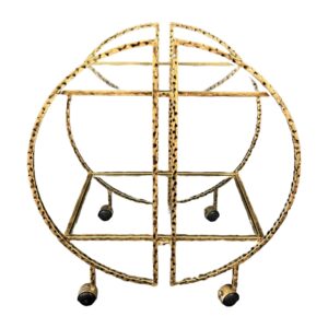 Modern Hammered Brass Round Bar Cart