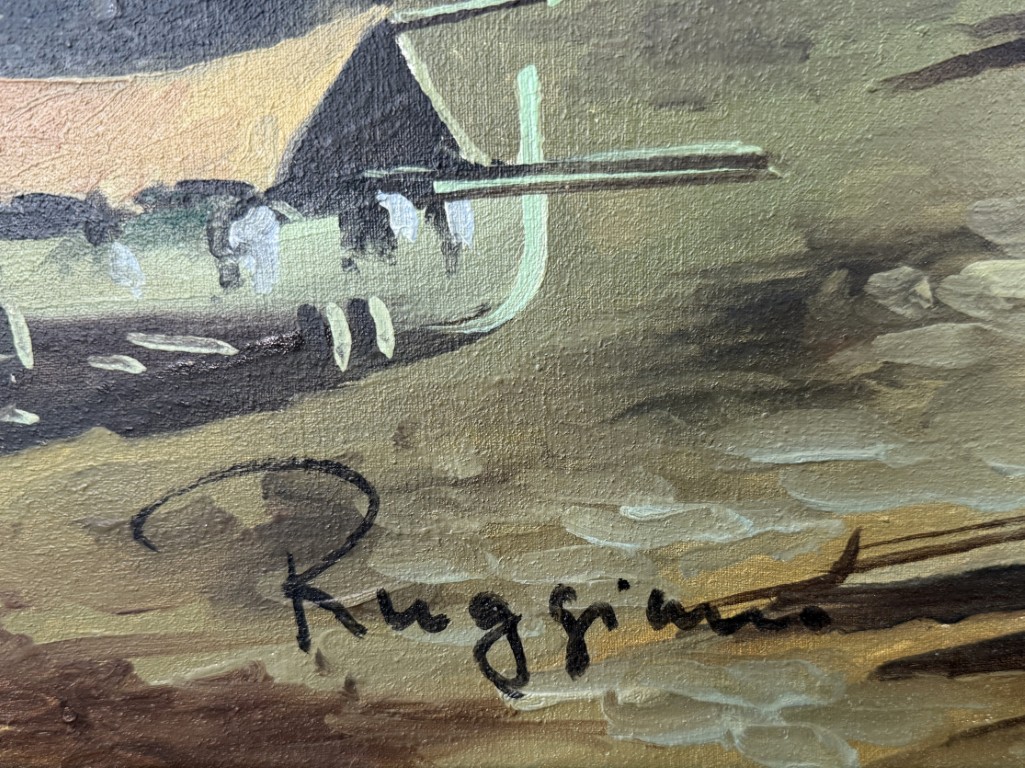 Vintage 1960s Oil on Canvas of Moonlit Beach Vintage 1960s Oil on Canvas of Moonlit Beach