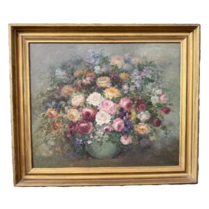 Original Mid-Century Floral Still Life Oil on Board by Jane H. Perry