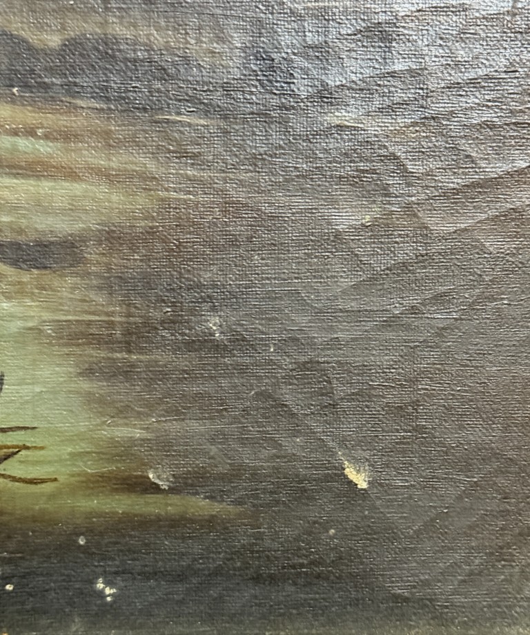 Antique c1875 River Landscape Oil on Canvas Antique c1875 River Landscape Oil on Canvas