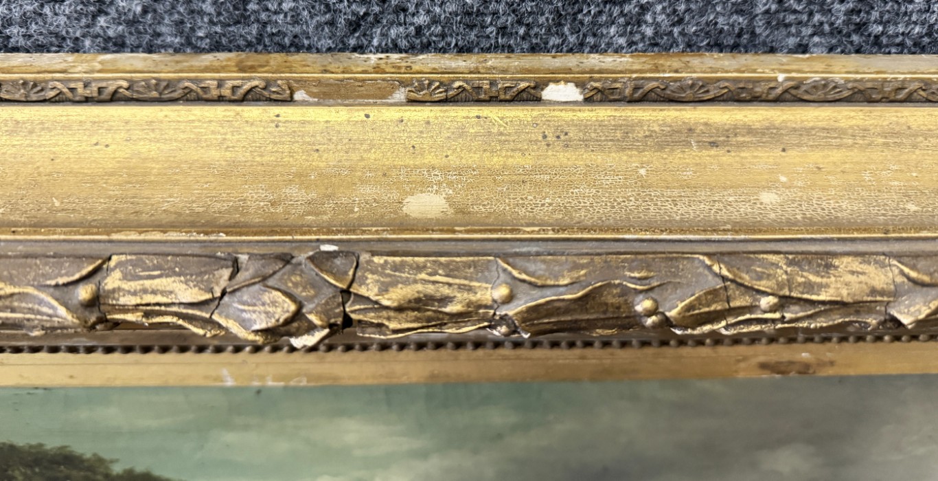 Antique c1875 River Landscape Oil on Canvas Antique c1875 River Landscape Oil on Canvas