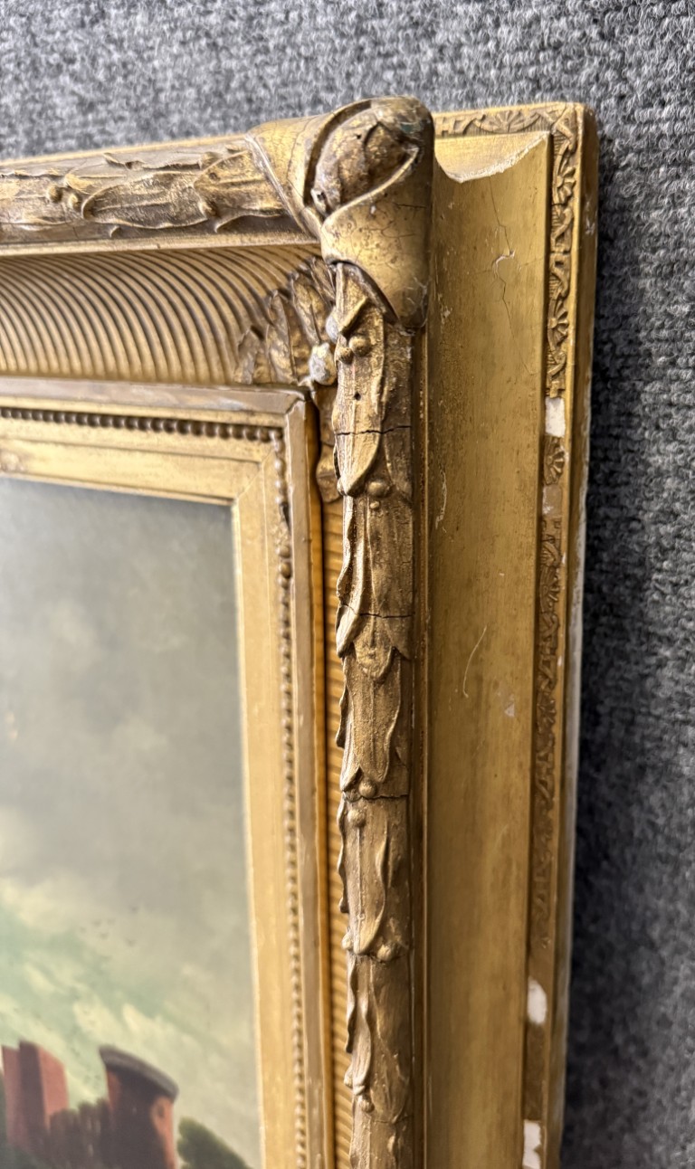 A1876 (18) Antique c1875 River Landscape Oil on Canvas