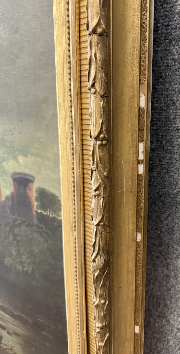 Antique c1875 River Landscape Oil on Canvas Antique c1875 River Landscape Oil on Canvas