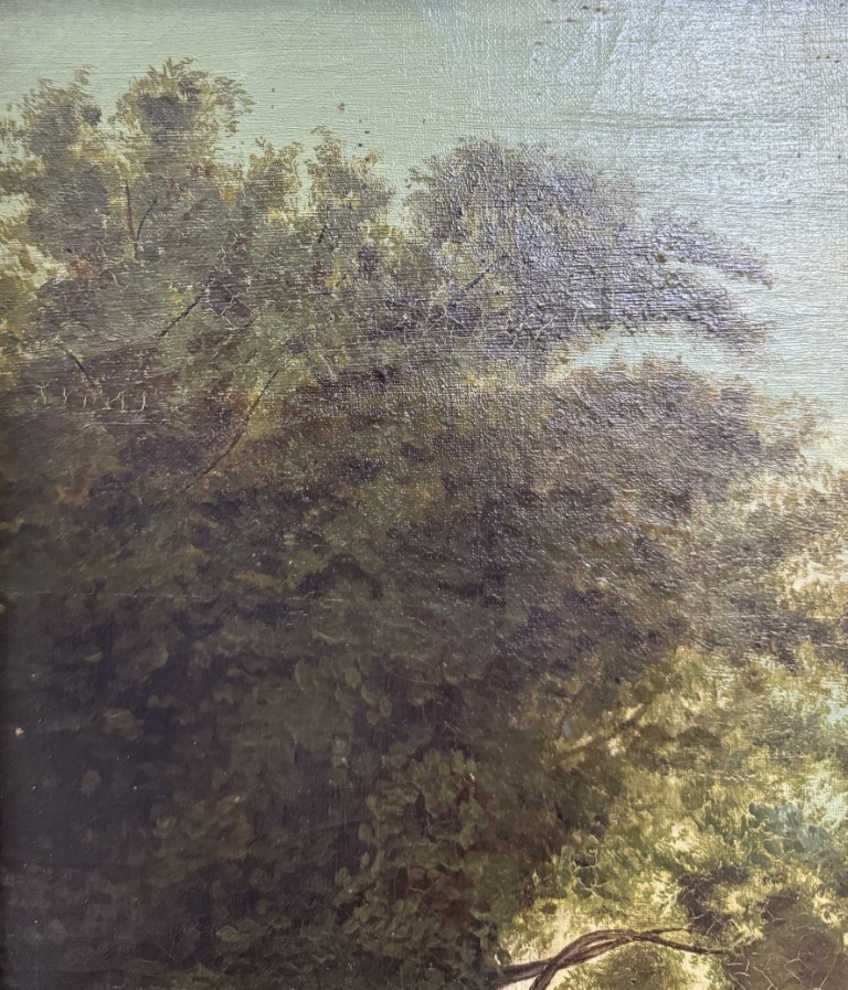 Antique c1875 River Landscape Oil on Canvas Antique c1875 River Landscape Oil on Canvas