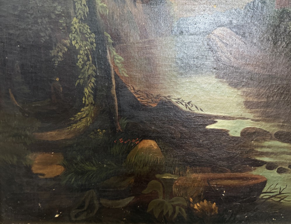 Antique c1875 River Landscape Oil on Canvas Antique c1875 River Landscape Oil on Canvas