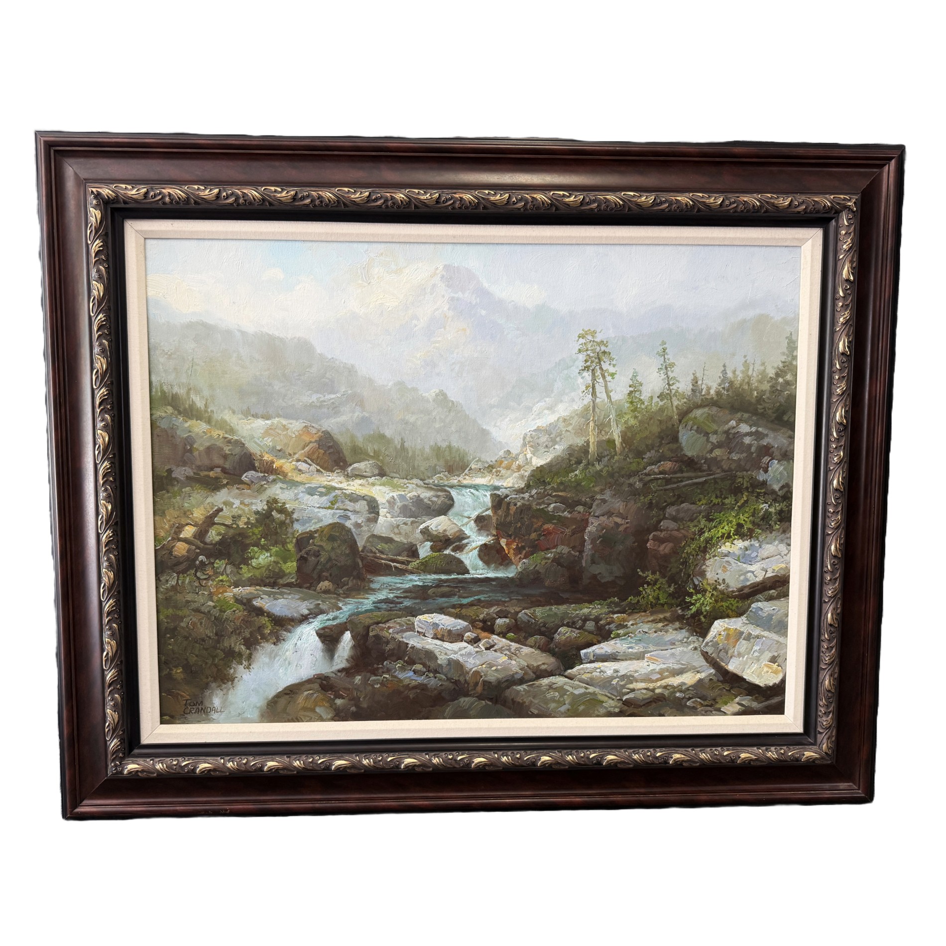 Large Original Tom Crandall River Landscape Oil on Canvas Large Original Tom Crandall River Landscape Oil on Canvas