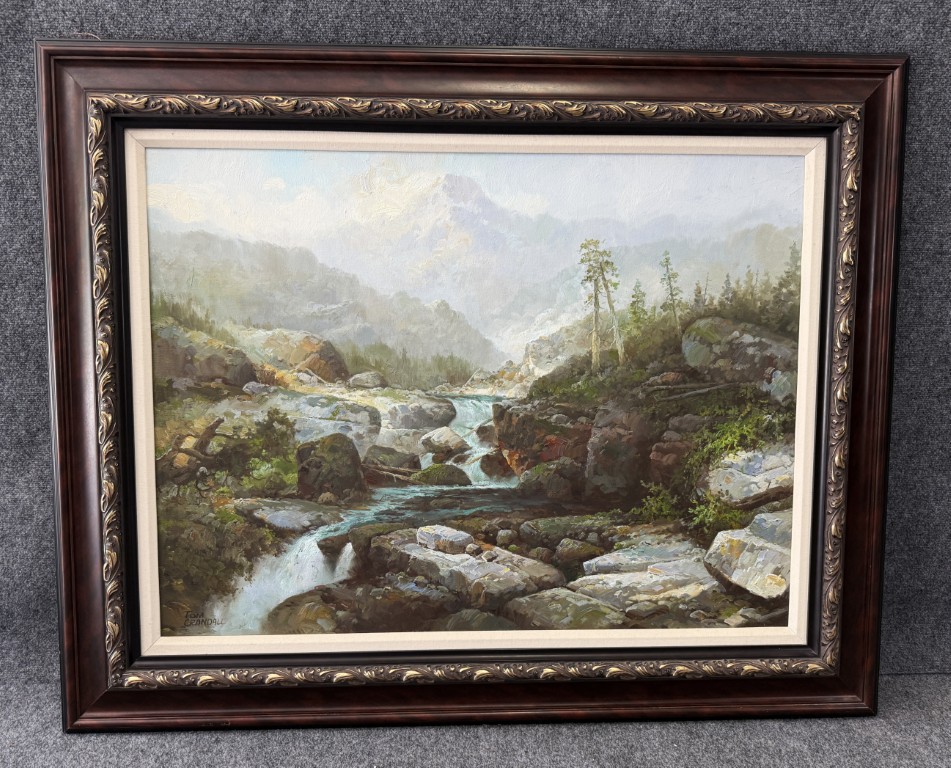 Large Original Tom Crandall River Landscape Oil on Canvas Large Original Tom Crandall River Landscape Oil on Canvas