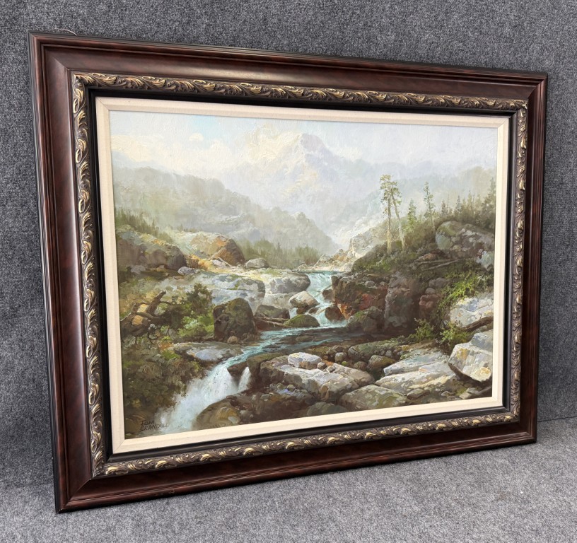 Large Original Tom Crandall River Landscape Oil on Canvas Large Original Tom Crandall River Landscape Oil on Canvas